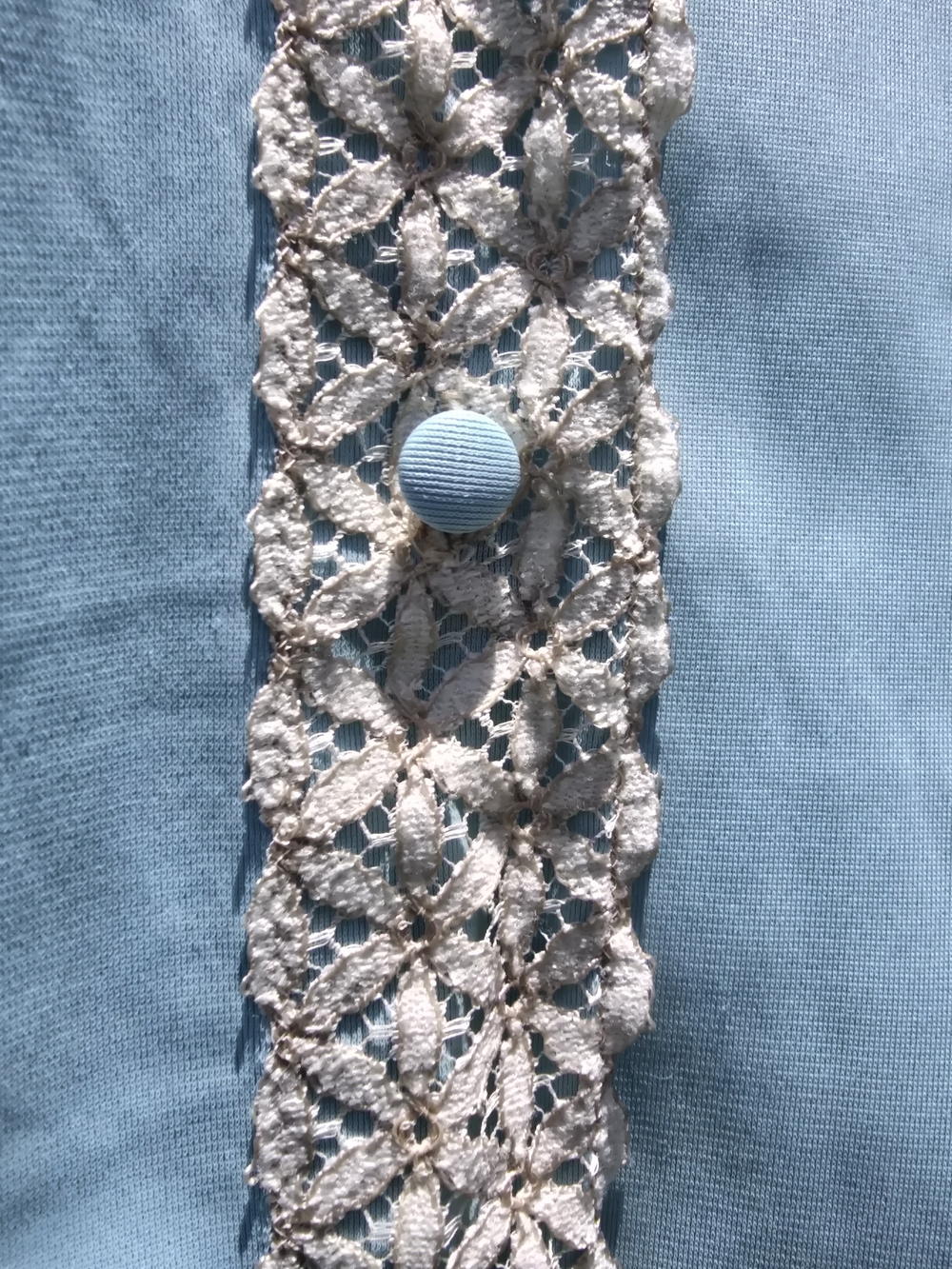 Vintage Vanity Fair Pajama Set Womens 38 Blue Nylon Tricot Crochet Lace USA - Picture 3 of 10
